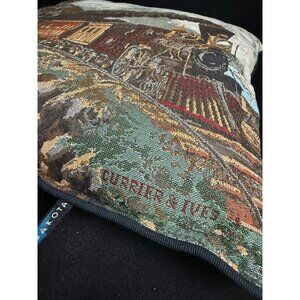 Currier & Ives Steam Train Tapestry Throw Pillow Dakota Collection 16" x 16"